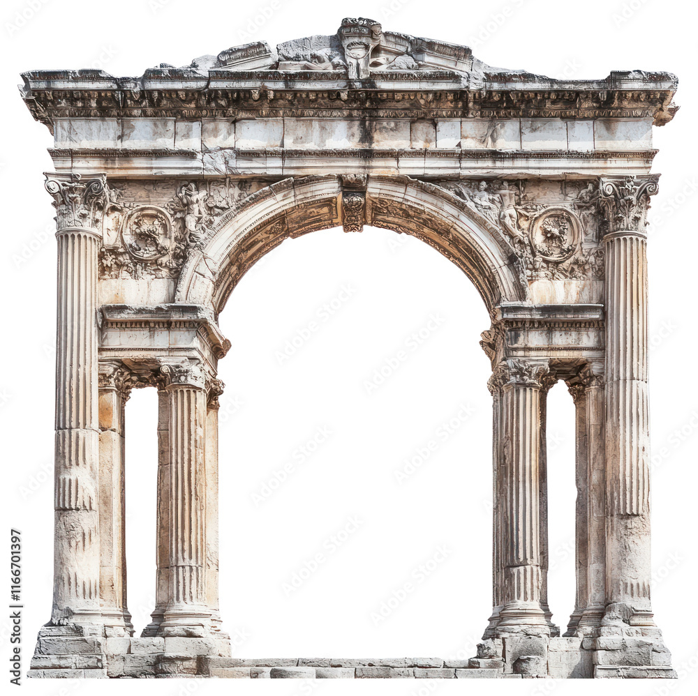 Obraz premium PNG Semicircular Roman arch architecture classical design.
