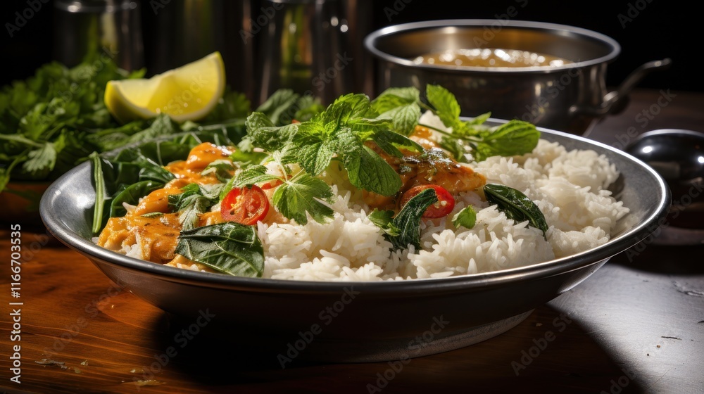 Delicious Thai Green Curry with Chicken and Rice Delicious Thai Green Curry with Chicken and Rice
