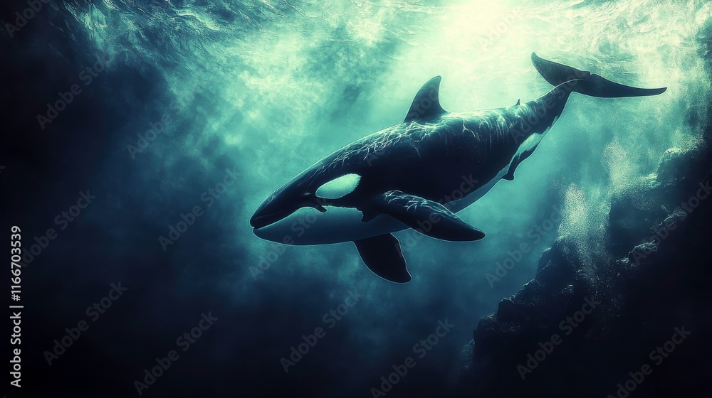 Obraz premium Deep Sea Predators in Dramatic Lighting