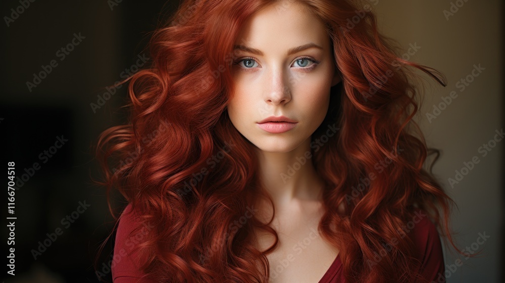 Fototapeta premium Stunning Portrait of a Woman with Vibrant Red Hair