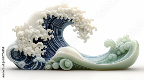 Intricate ocean wave sculpture showcases stunning artistry in ceramic design, blending elegance and nature-inspired creativity for home decor. photo