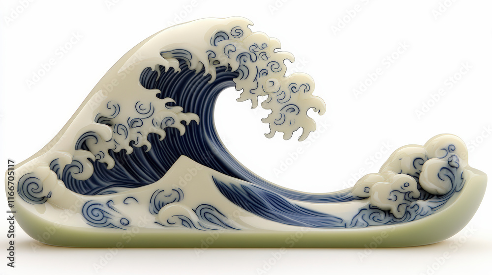 Obraz premium Elegant ceramic wave sculpture captures the essence of ocean movement, perfect for enhancing coastal decor and artistic expressions.
