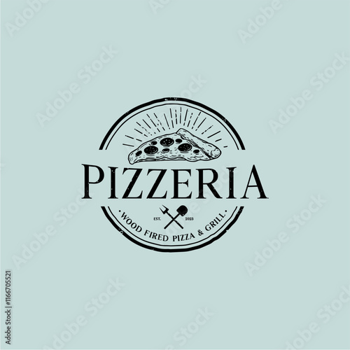 vector logo icon pizza vintage