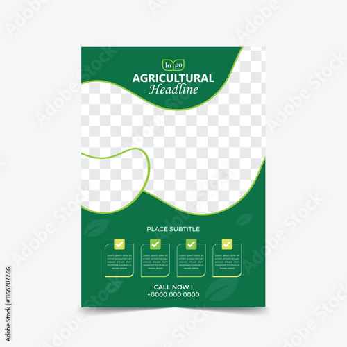 Agricultural business flyer template, magazine, cover, poster design. A4 size, Vector illustration