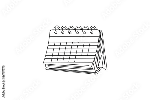 continuous calendar Single line drawing countdown, memorial day Table calendar and event day outline vector