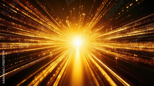 Futuristic glowing pathways leading to a central radiant light, representing business opportunities.