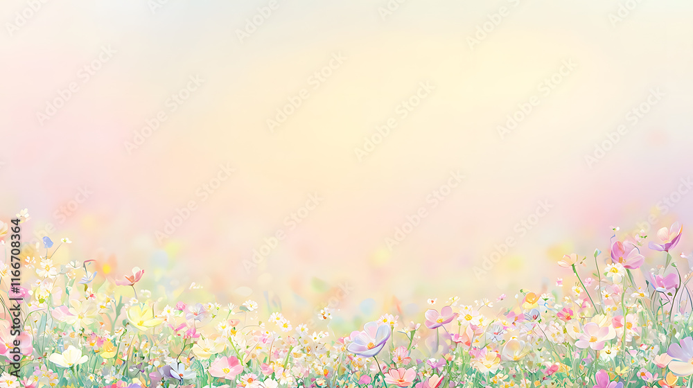 vibrant spring meadow with blooming flowers in soft pastel colors, creating serene and cheerful atmosphere. Perfect for nature lovers and spring enthusiasts vibrant spring meadow with blooming flowers in soft pastel colors, creating serene and cheerful atmosphere. Perfect for nature lovers and spring enthusiasts