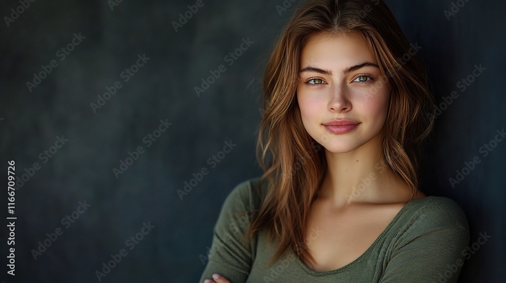 Confident Woman Posing with Arms Crossed and Smiling Brightly Confident Woman Posing with Arms Crossed and Smiling Brightly