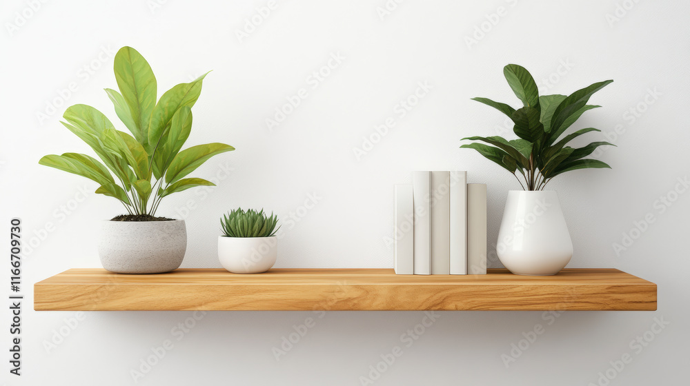 Enhance your space with minimalist decor: elegant wooden shelf with lush green plants and stylish white vases for serene vibes. Enhance your space with minimalist decor: elegant wooden shelf with lush green plants and stylish white vases for serene vibes.