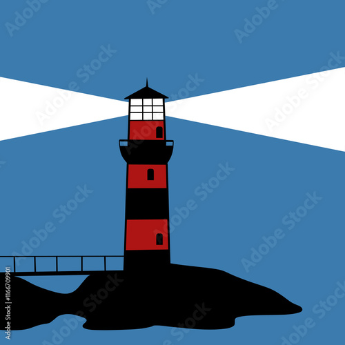 Minimalist Lighthouse at Night Vector Illustration