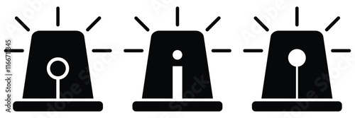 siren icon Group symbol or sign vector. Siren Icon. Alarm siren vector icon set. Emergency siren ambulance or police, outline symbol. Simple line icon of a flashing siren light. Design eps 10