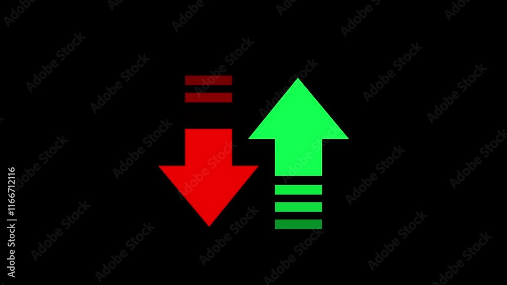 Data Connection green and red arrow upload and downlead internet speed concept icon animation 
