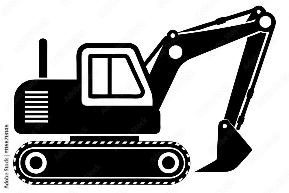 excavator silhouette vector illustration isolated on a white background excavator silhouette vector illustration isolated on a white background