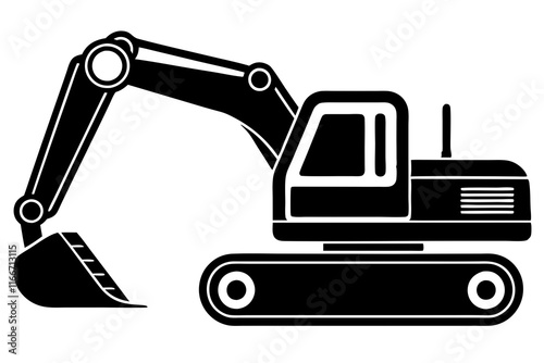 excavator silhouette vector illustration isolated on a white background