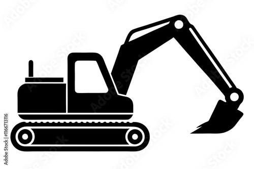 excavator silhouette vector illustration isolated on a white background