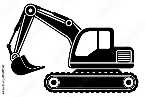 excavator silhouette vector illustration isolated on a white background