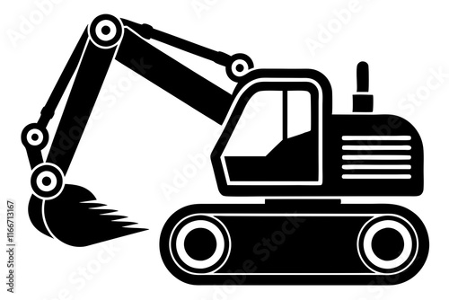 excavator silhouette vector illustration isolated on a white background