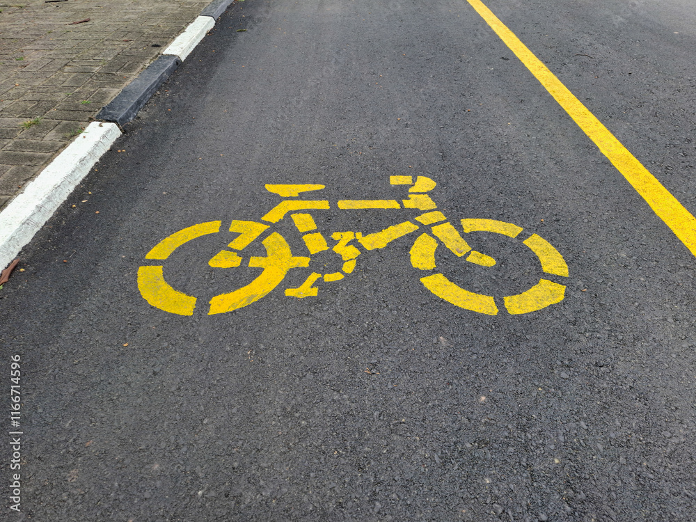 Obraz premium bicycle symbol, special lane for bicycle users on the highway