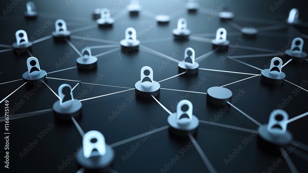 Digital Network Concept Highlighting Interconnected Nodes and Links Digital Network Concept Highlighting Interconnected Nodes and Links