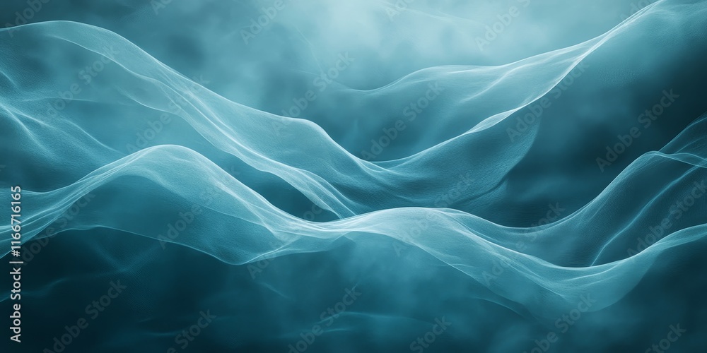 Fototapeta premium Abstract deep teal turquoise noisy gradient background, color wave texture poster design, monochrome focus, Generative AI