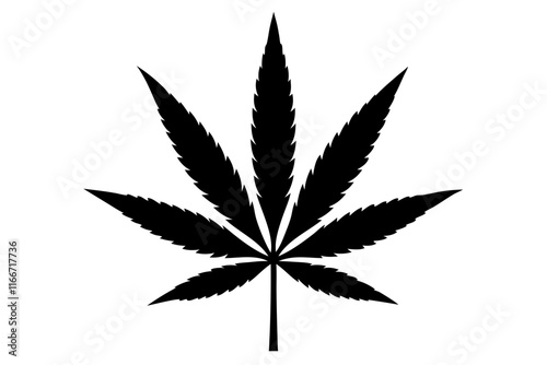 Marijuana leaf silhouette vector, Marijuana cannabis hemp leaf icon 