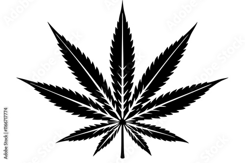 Marijuana leaf silhouette vector, Marijuana cannabis hemp leaf icon 