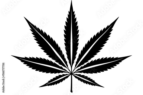 Marijuana leaf silhouette vector, Marijuana cannabis hemp leaf icon 