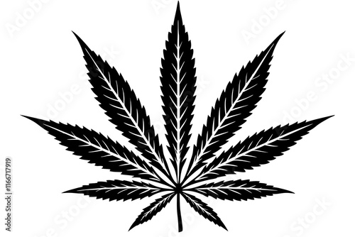 Marijuana leaf silhouette vector, Marijuana cannabis hemp leaf icon 