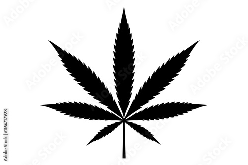 Marijuana leaf silhouette vector, Marijuana cannabis hemp leaf icon 