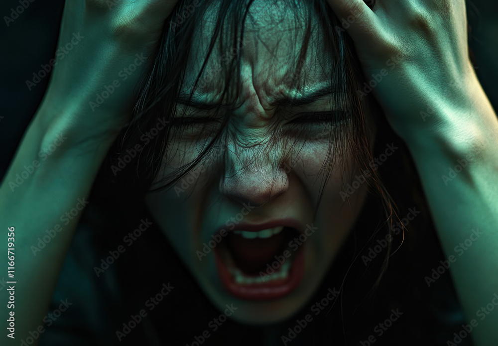 A person grips their hair tightly, showcasing a raw display of emotion with their face contorted in distress. The dim lighting adds to the intensity of the moment, highlighting feelings of despair. A person grips their hair tightly, showcasing a raw display of emotion with their face contorted in distress. The dim lighting adds to the intensity of the moment, highlighting feelings of despair.