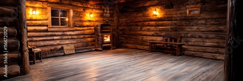 Wallpaper Mural old west living room, wood interior, well lit, 1800s interior design  Torontodigital.ca