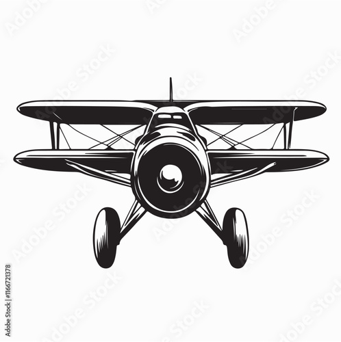 Biplane Front view image vector isolated on white background.