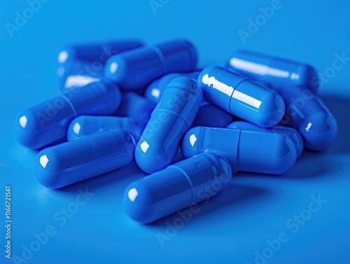 Blue Pills on Blue Surface