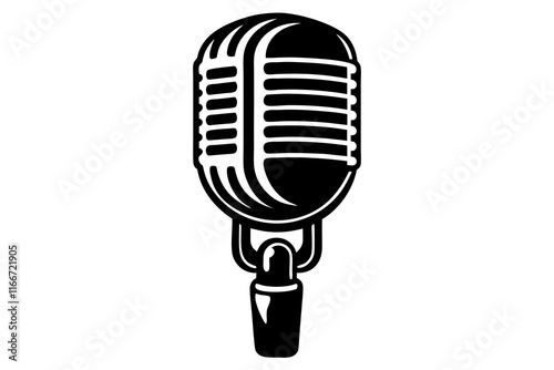 vintage silhouette microphone icon and vector illustration 