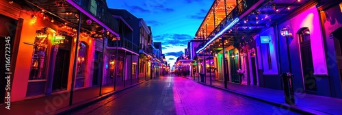 mardi gras holiday celebration for 2025 holiday with bourbon street glowing photo