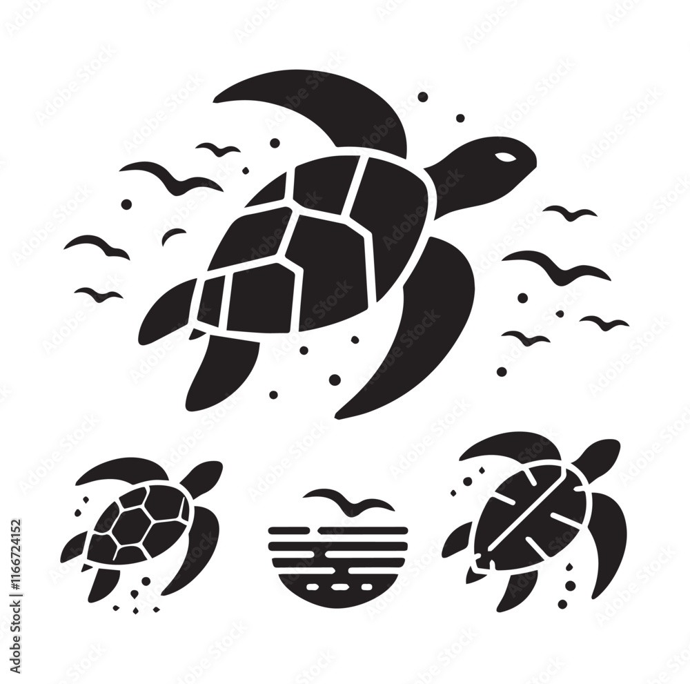 Obraz premium Sea turtle vector silhouette illustration SH