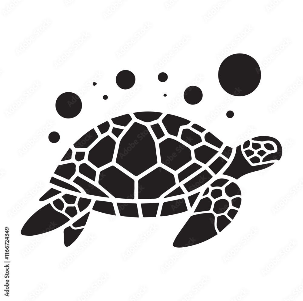Naklejka premium Sea turtle vector silhouette illustration SH
