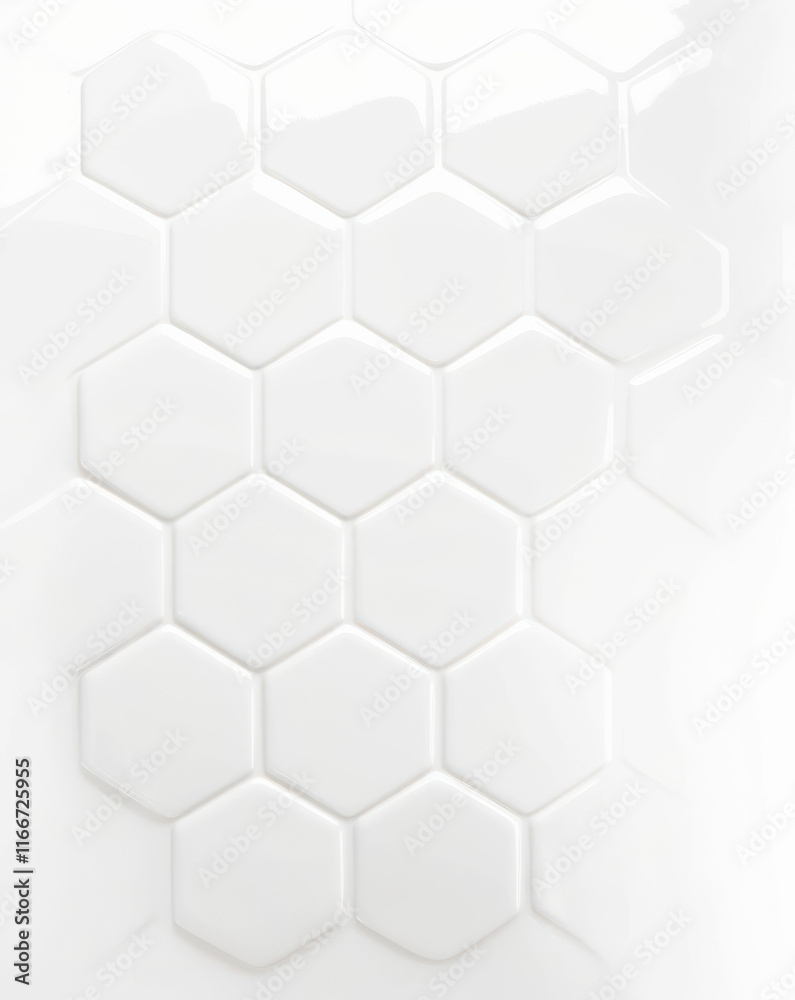 Naklejka premium Clean Hexagon Mosaic in Bright White.
