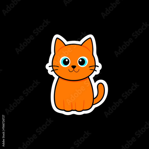 "Cute Cat Sticker Vector Illustration"

