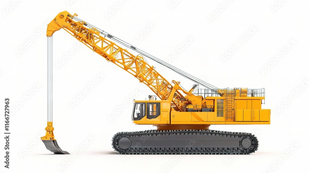 Obraz premium Isolated Yellow Construction Crane on White Background