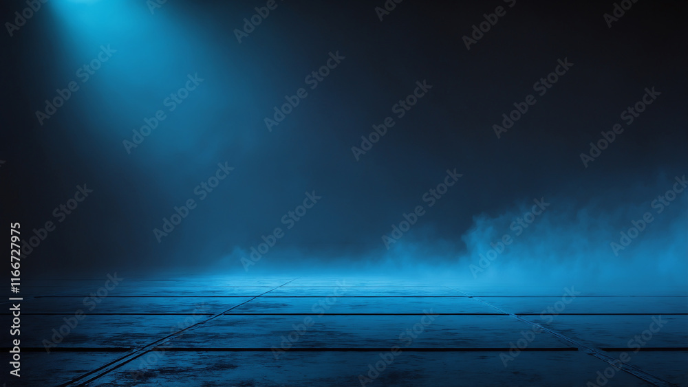 Obraz premium Dark Industrial Foggy Room with Blue Light