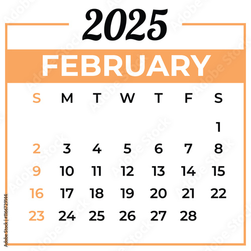 February 2025 Calendar template illustration photo