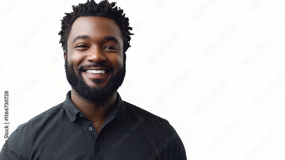 Smiling Black Engineer Isolated on White Background Facing Camera Smiling Black Engineer Isolated on White Background Facing Camera