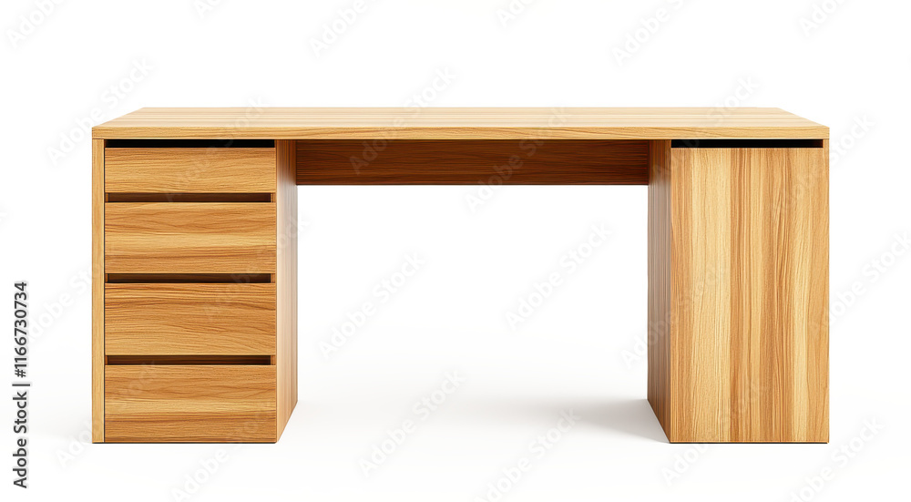 A wooden desk with a white background on transparent background A wooden desk with a white background on transparent background
