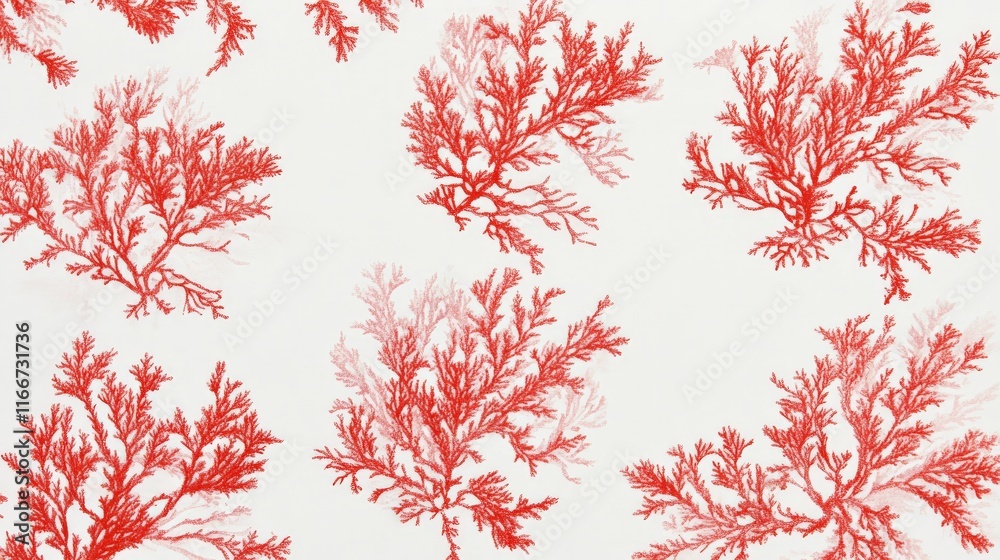 Coral-Inspired Pattern on White Background with Shading Coral-Inspired Pattern on White Background with Shading