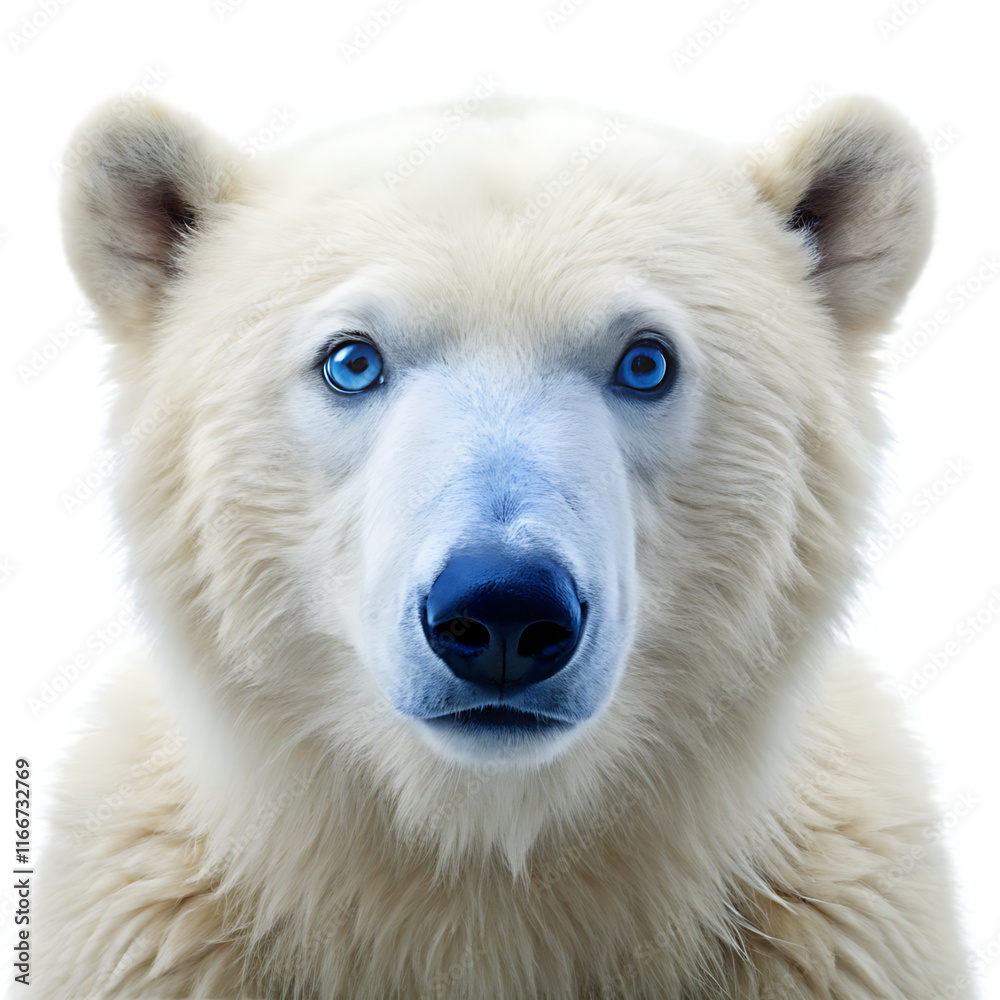 White Polar Bear with blue eyes isolated on white background as transparent. PNG. AI GENERATED White Polar Bear with blue eyes isolated on white background as transparent. PNG. AI GENERATED