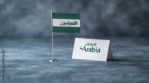 Miniature Saudi Arabian Flag and Place Card