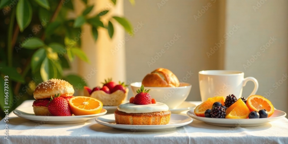 custom made wallpaper toronto digitalDelightful Morning Treats  Sweet Berries, Citrus, and Baked Goods on a Sunlit Table