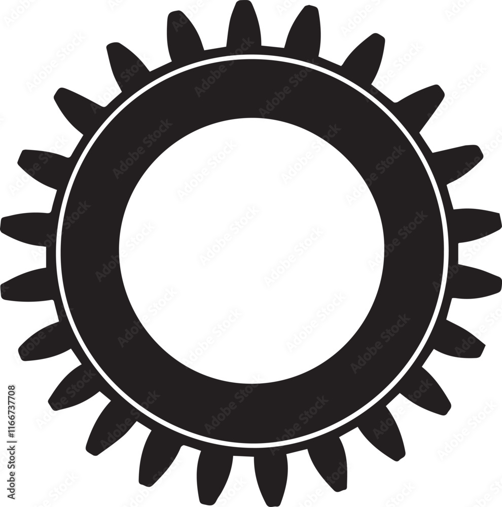 Simple, stylized gear graphic suitable for mechanical design or engineering projects Simple, stylized gear graphic suitable for mechanical design or engineering projects