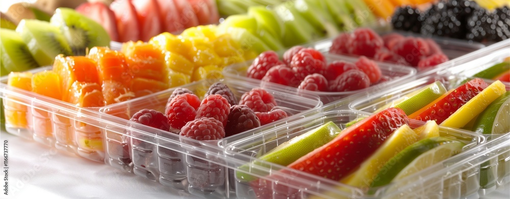 Fresh fruit and candy cart with a variety of colorful berries and desserts Fresh fruit and candy cart with a variety of colorful berries and desserts